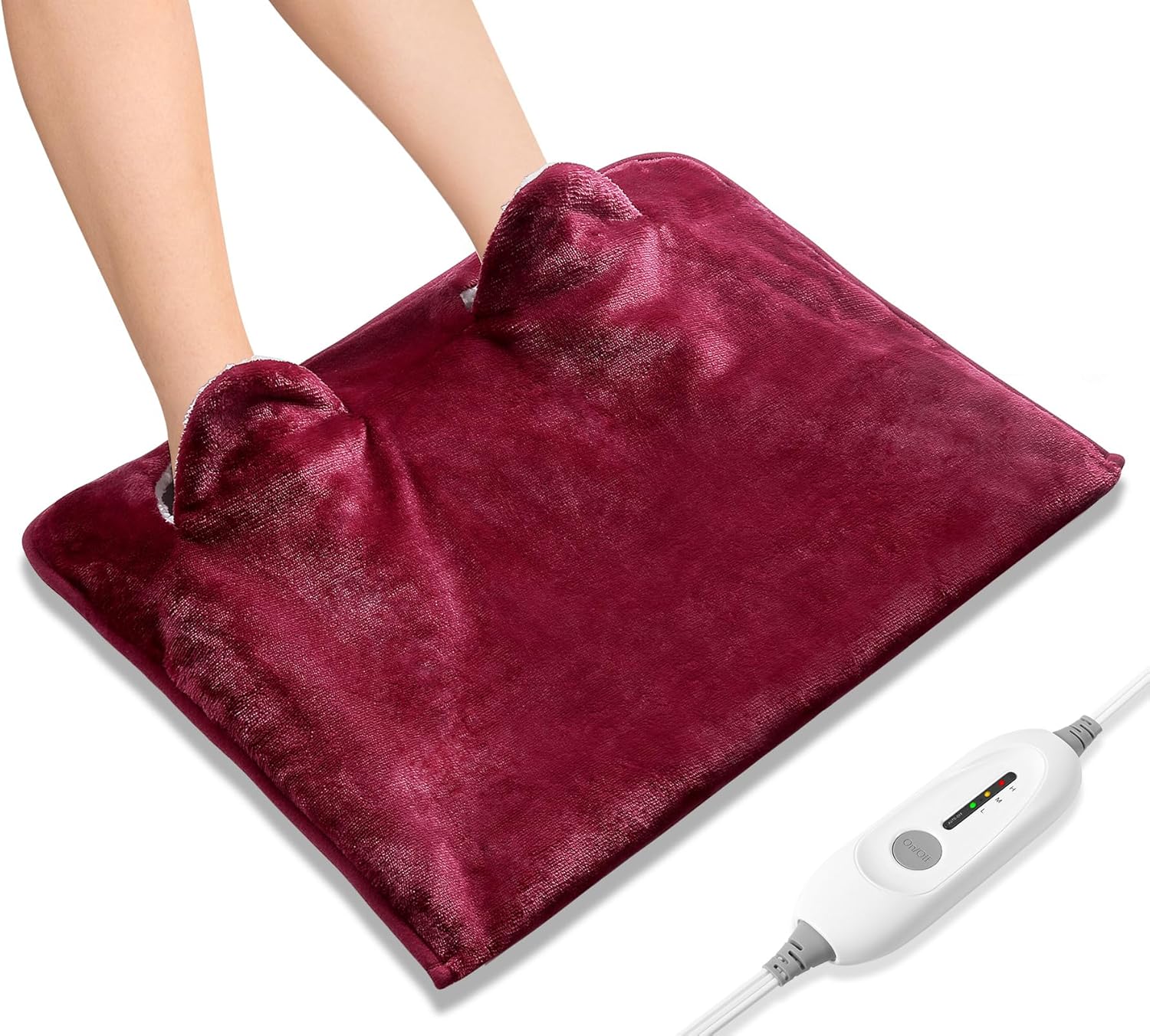 Electric Heated Foot Warmer – Soft Flannel Foot Heater with 3 Heat Levels, 2-Hour Auto-Off, Pocket Design for Feet, Abdomen, Cramps, and Pain Relief
