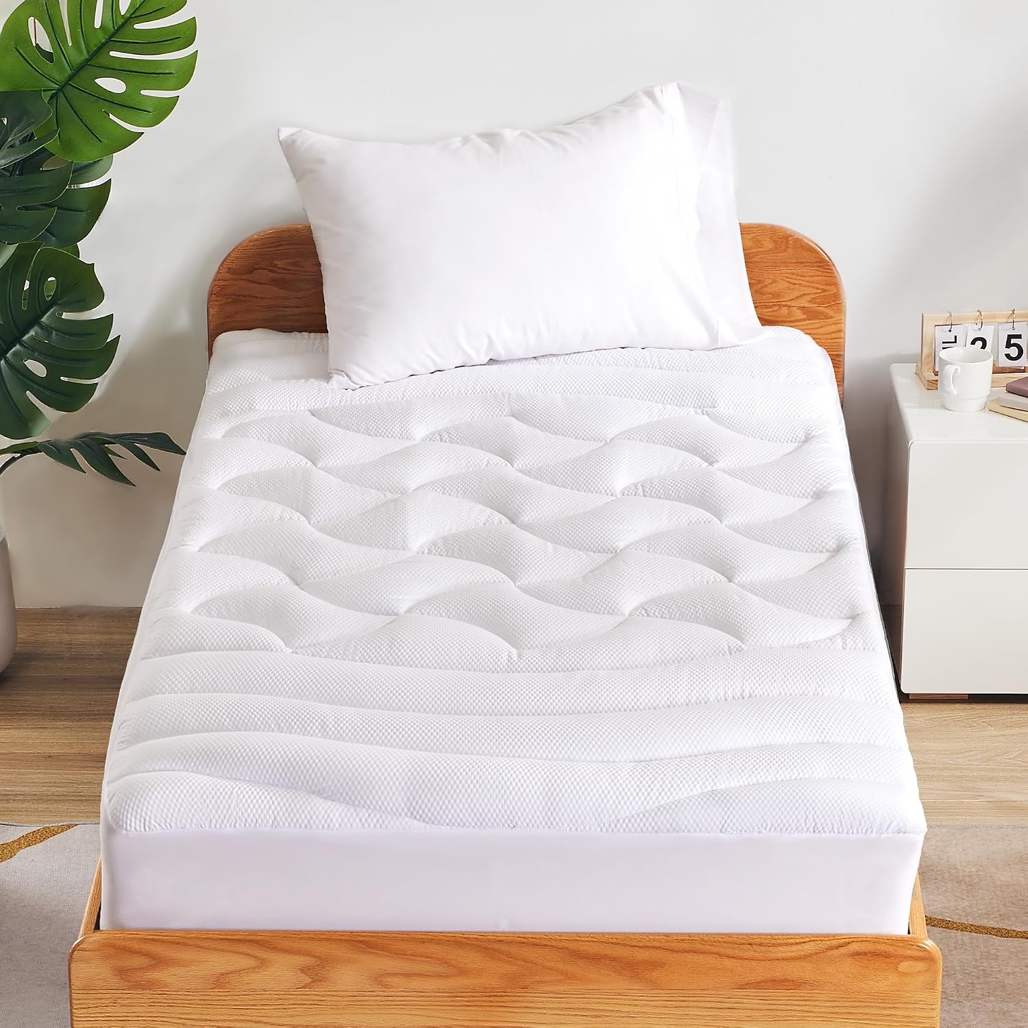 Cooling Twin Mattress Topper for Single Bed – Premium Zoned Mattress Pad Cover with Deep Pocket 8–21", Breathable Quilted Mattress Protector, Soft and Washable Bed Topper