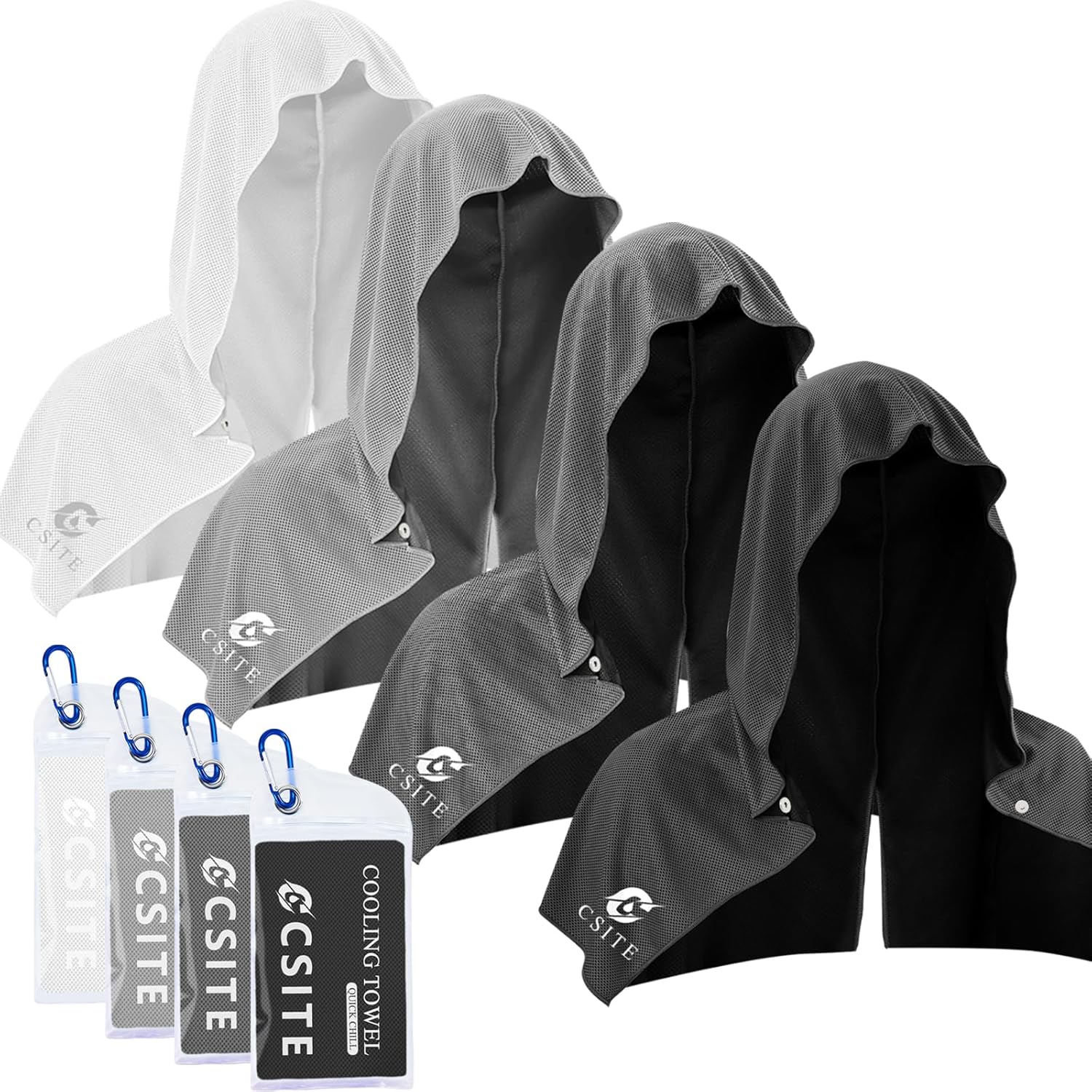 UPF 50 Cooling Hoodie Towel – Instant Cooling Neck & Face Towel for Sports, Gym, and Outdoor Activities