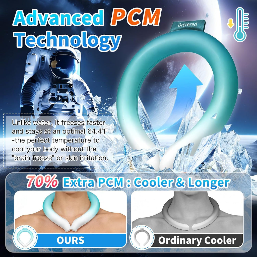 Ice Ring Neck Cooler, Gel Cooling Tube, Wearable Neck Wrap for Instant Summer Cooling & Heat Relief(Gradient Blue,L)