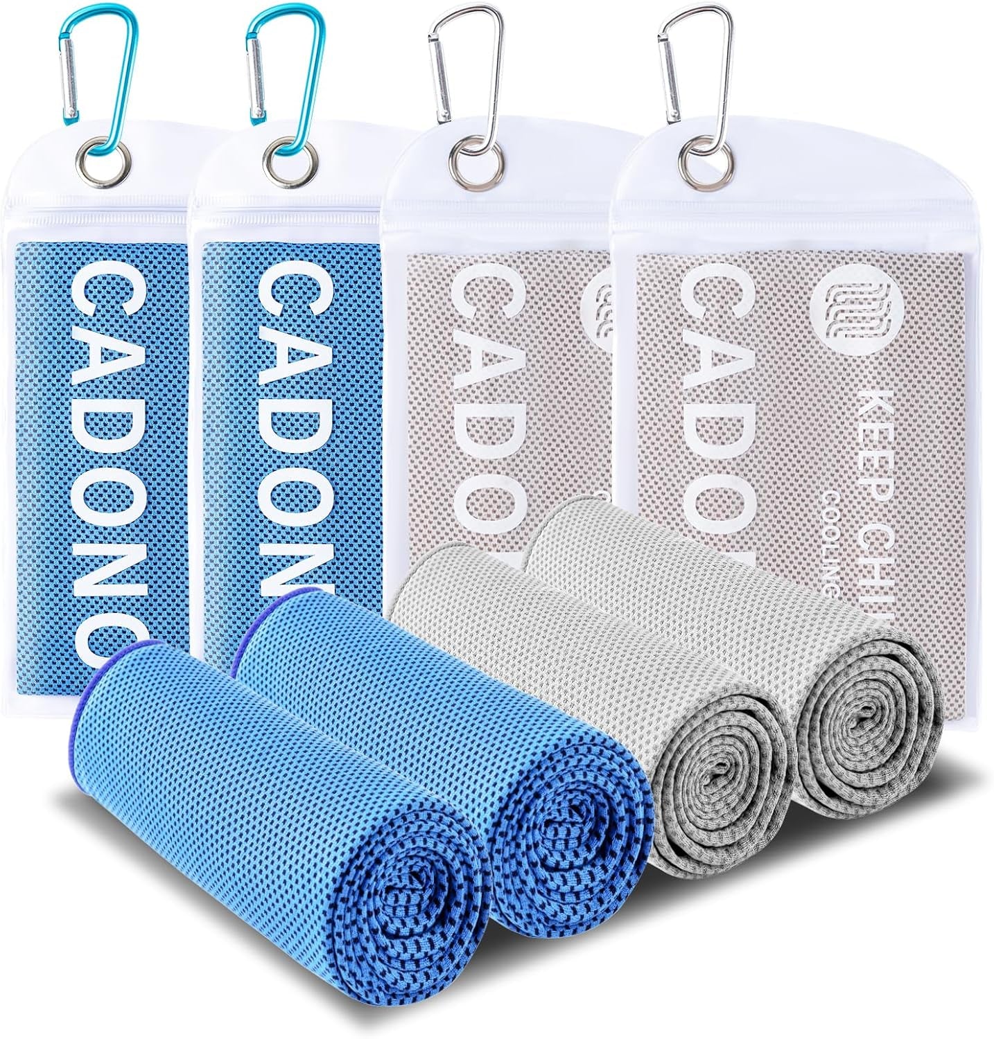 4 Pack Cooling Towels (40" x 12") – Microfiber Cooling Neck Wraps, Soft Breathable Ice Towels for Sports, Running, Gym, Yoga, Workout, Camping & Outdoor Activities