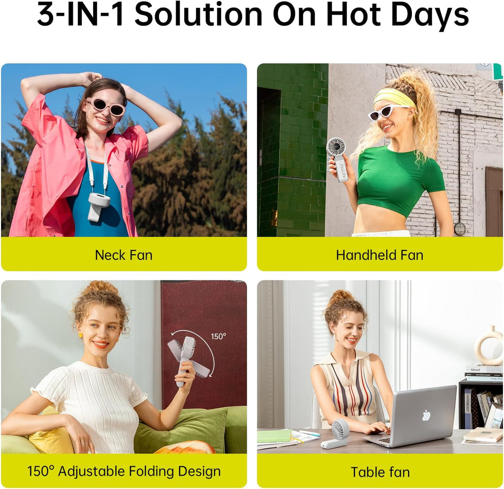 3-in-1 Portable Handheld Fan – 3600mAh Rechargeable Personal Fan with LED Display, 5 Speeds, Up to 13 Hours Runtime