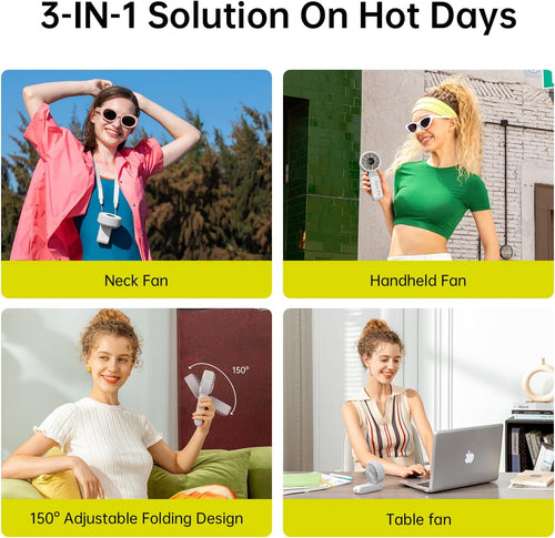 3-in-1 Portable Handheld Fan – 3600mAh Rechargeable Personal Fan with LED Display, 5 Speeds, Up to 13 Hours Runtime