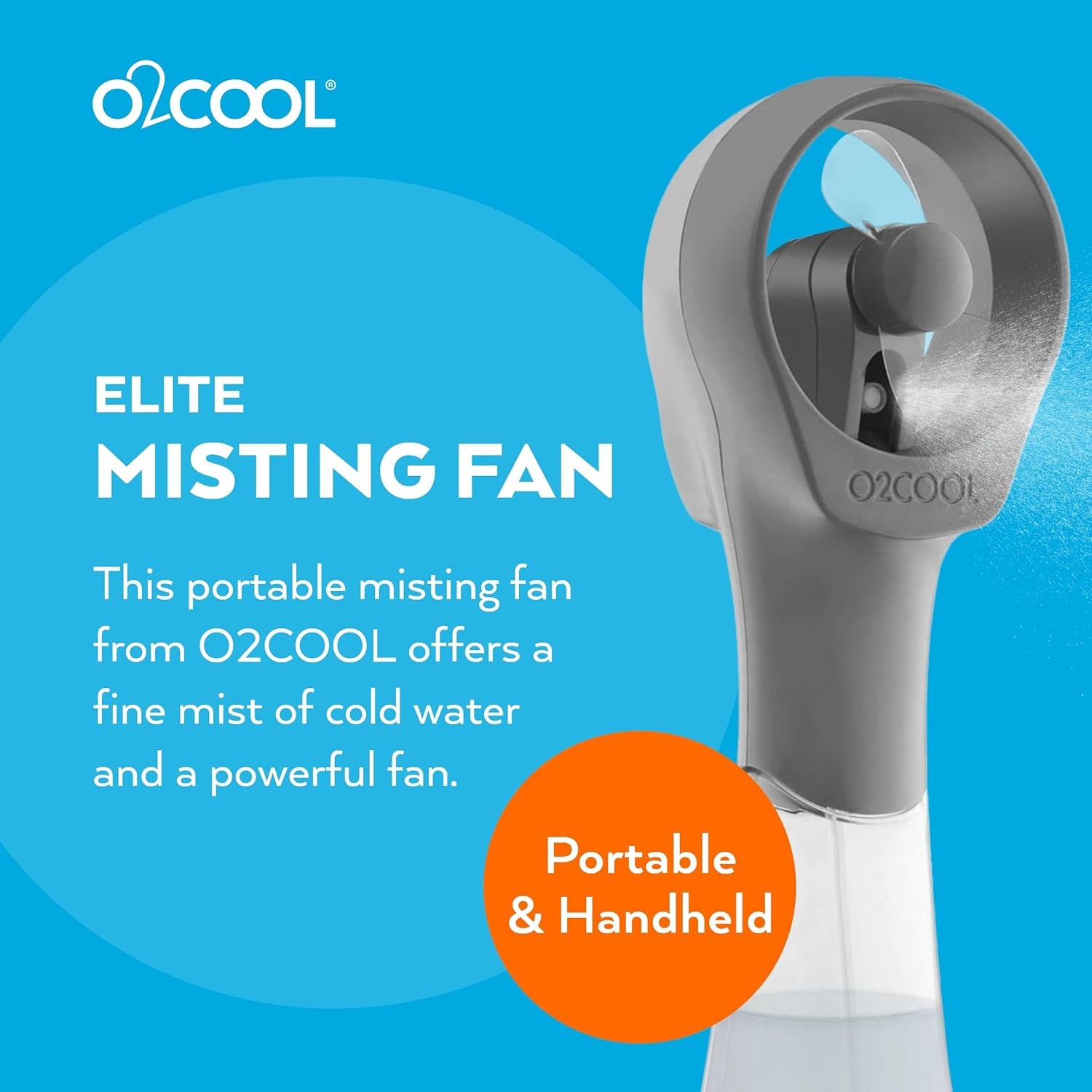 Elite Handheld Misting Fan – Battery Powered Personal Cooling Fan with Water Mist Spray
