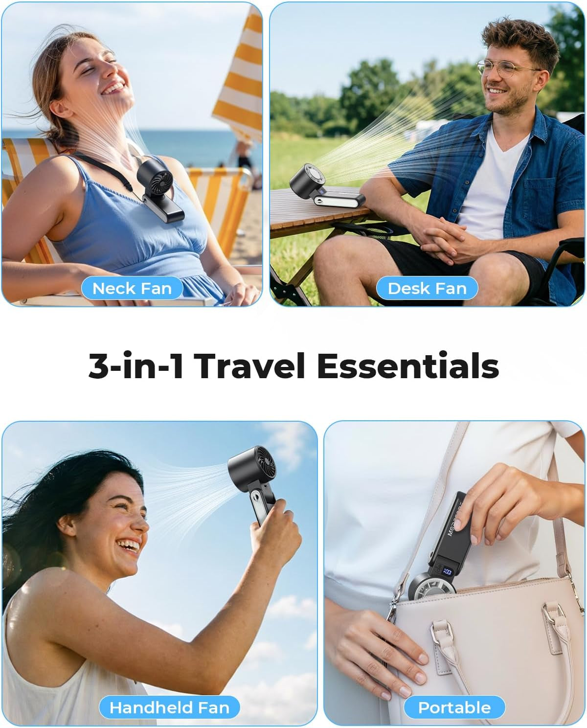 Portable Handheld Cooling Fan with Ice Plate – 5000mAh Rechargeable Personal Fan, Instant Cooling