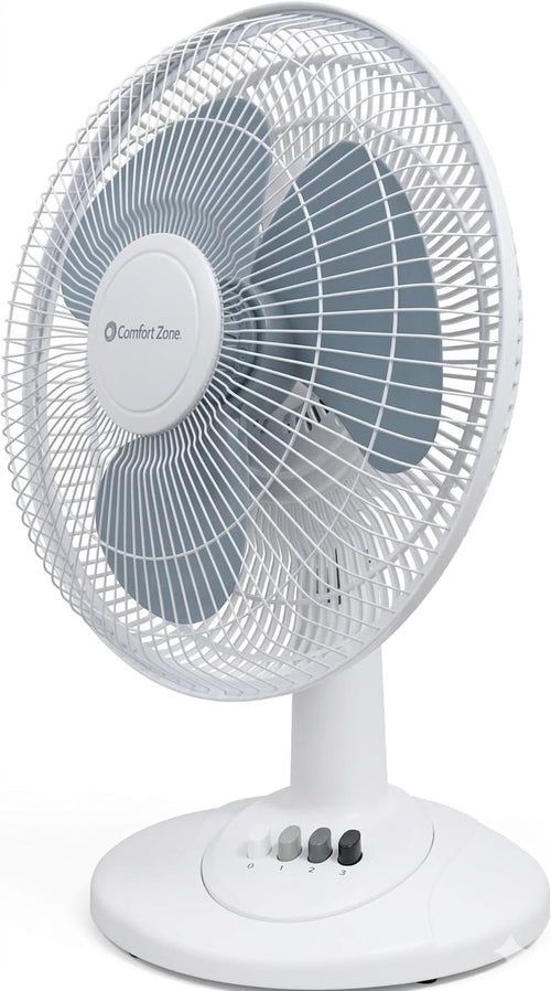 12-Inch Oscillating Table Fan – Quiet Air Circulator with 3 Speed Settings, Adjustable Tilt, Wide-Angle Oscillation