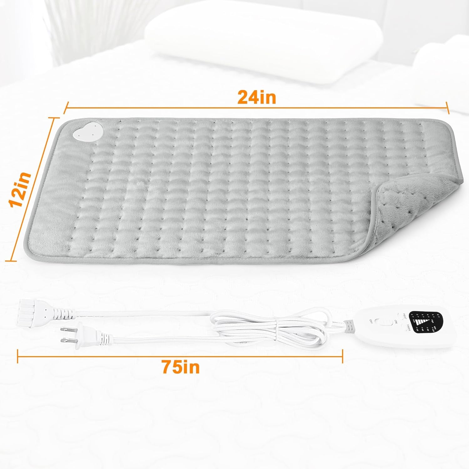 Electric Heating Pad for Back, Neck & Shoulders – 24 x 12-Inch Heating Pad
