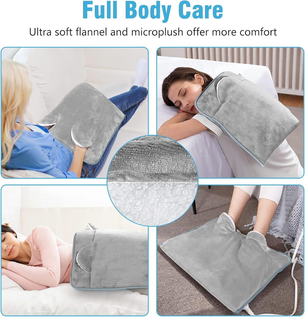 Electric Heated Foot Warmer – Soft Flannel Foot Heater with 3 Heat Levels, 2-Hour Auto-Off, Pocket Design for Feet, Abdomen, Cramps, and Pain Relief