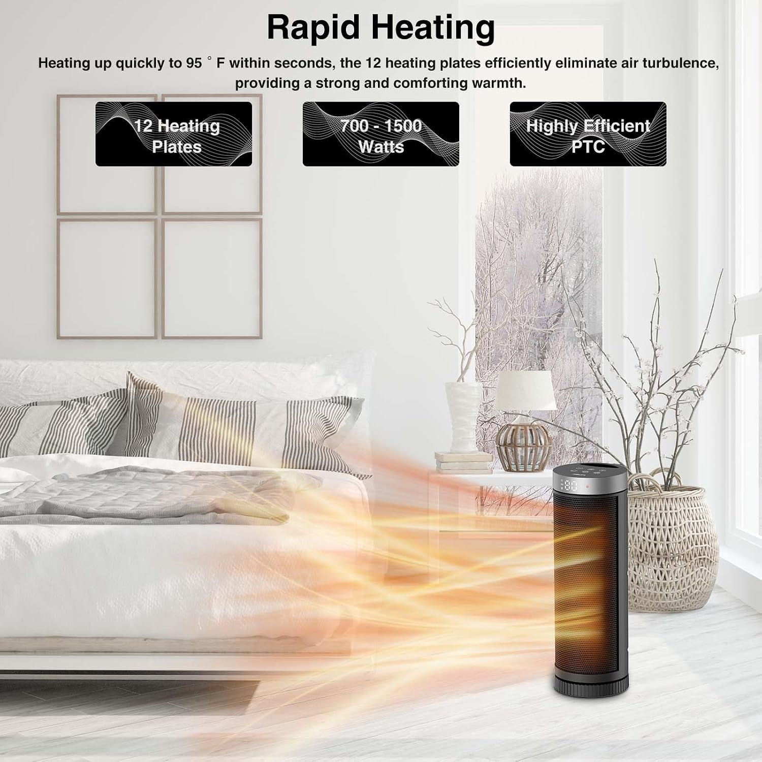 Portable Ceramic Fan Heater – Indoor Space Heater with Remote Control