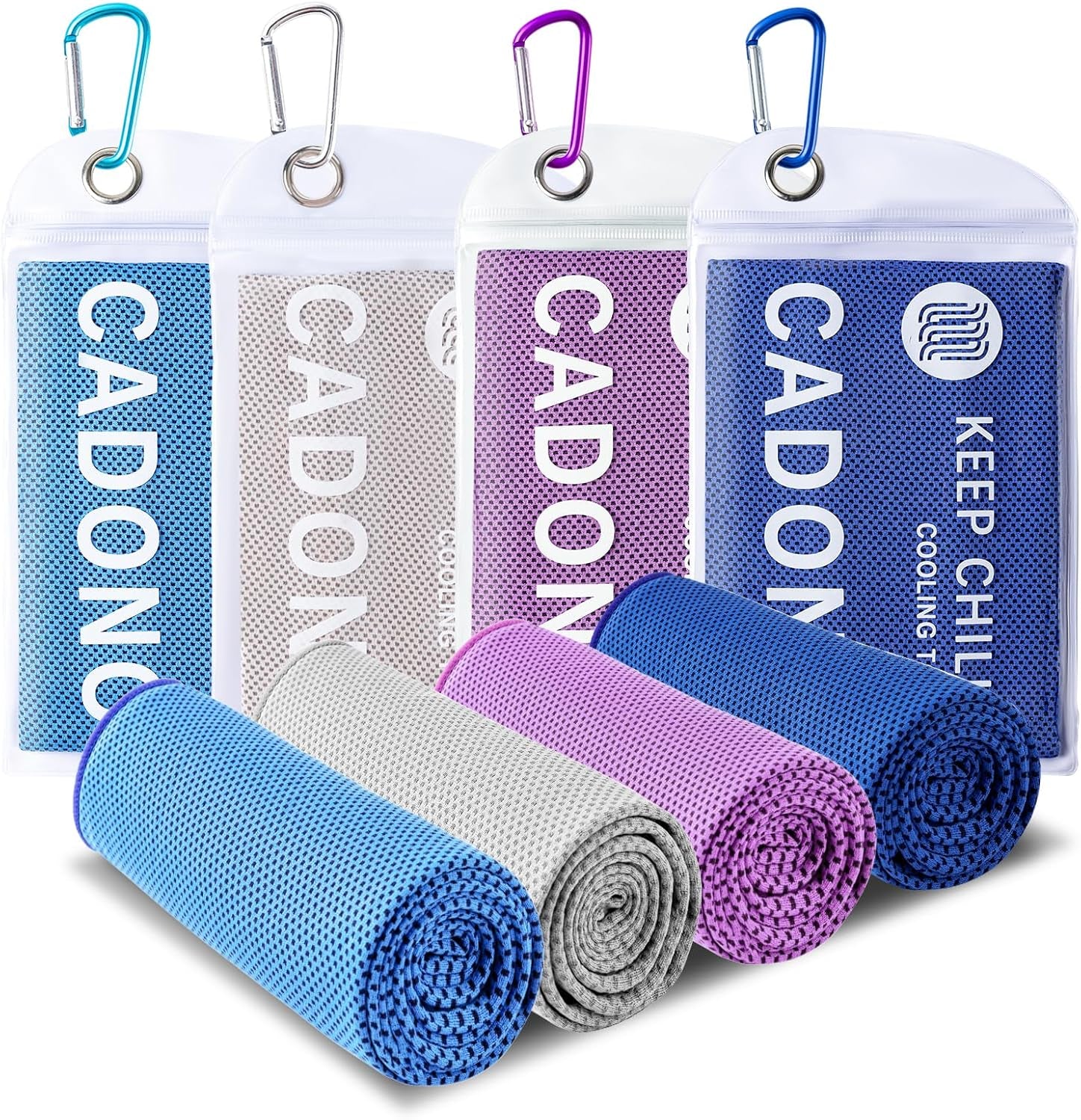4 Pack Cooling Towels (40" x 12") – Microfiber Cooling Neck Wraps, Soft Breathable Ice Towels for Sports, Running, Gym, Yoga, Workout, Camping & Outdoor Activities