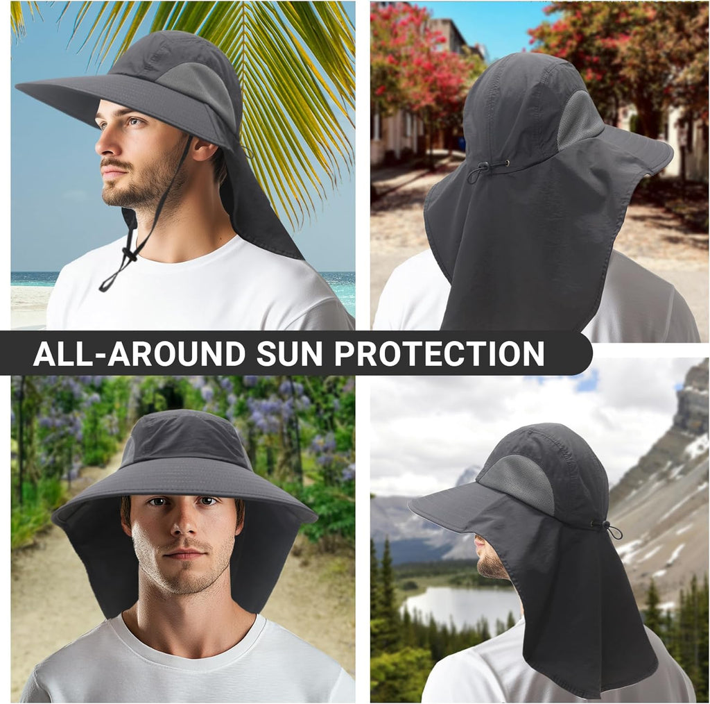 Sun Hat with Neck Flap for Men and Women – UPF 50+ UV Protection Wide Brim Bucket Hat for Fishing, Hiking, Safari and Outdoor Activities
