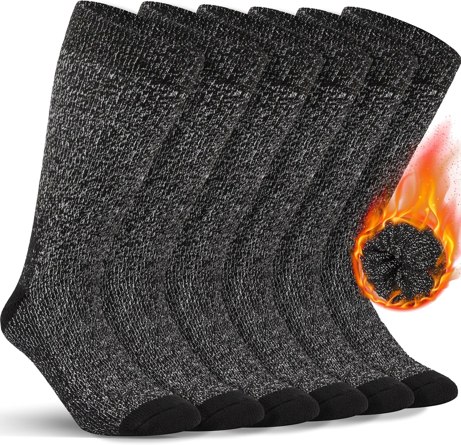 3-Pack Merino Wool Crew Socks for Men – Thermal Warm Hiking and Work Socks