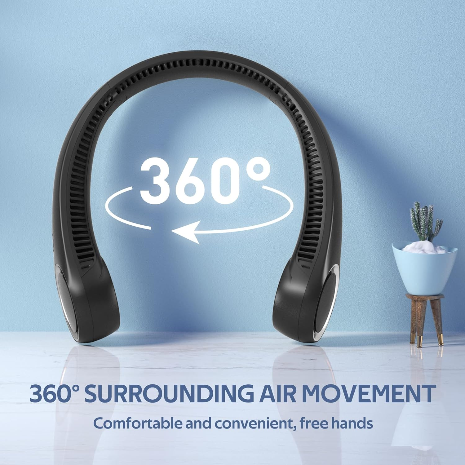 Portable Neck Fan – Hands-Free Bladeless Wearable Fan with 4000mAh Rechargeable Battery, 360° Cooling, Quiet Operation, 3 Speeds for Indoor and Outdoor Use