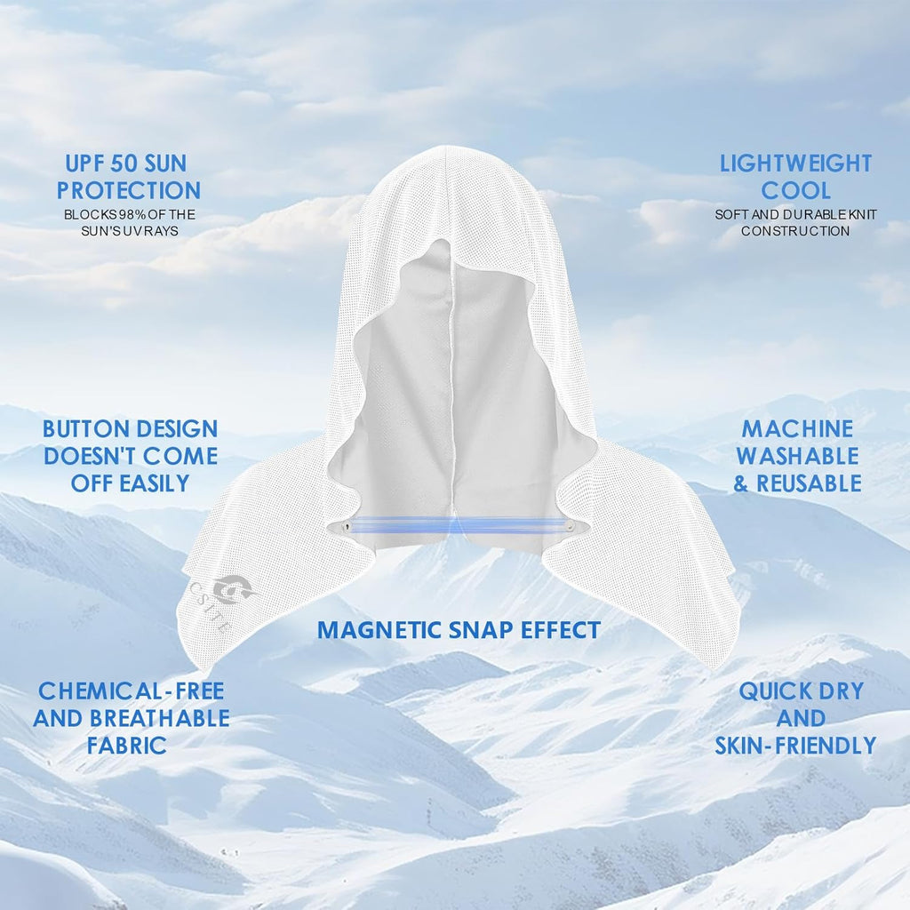 UPF 50 Cooling Hoodie Towel – Instant Cooling Neck & Face Towel for Sports, Gym, and Outdoor Activities
