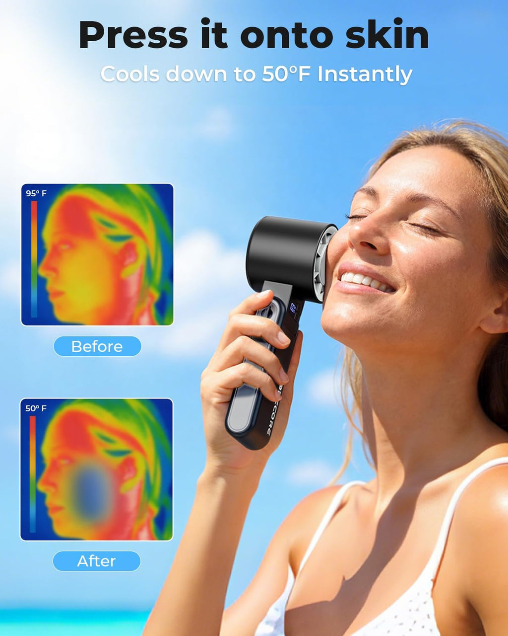 Portable Handheld Cooling Fan with Ice Plate – 5000mAh Rechargeable Personal Fan, Instant Cooling