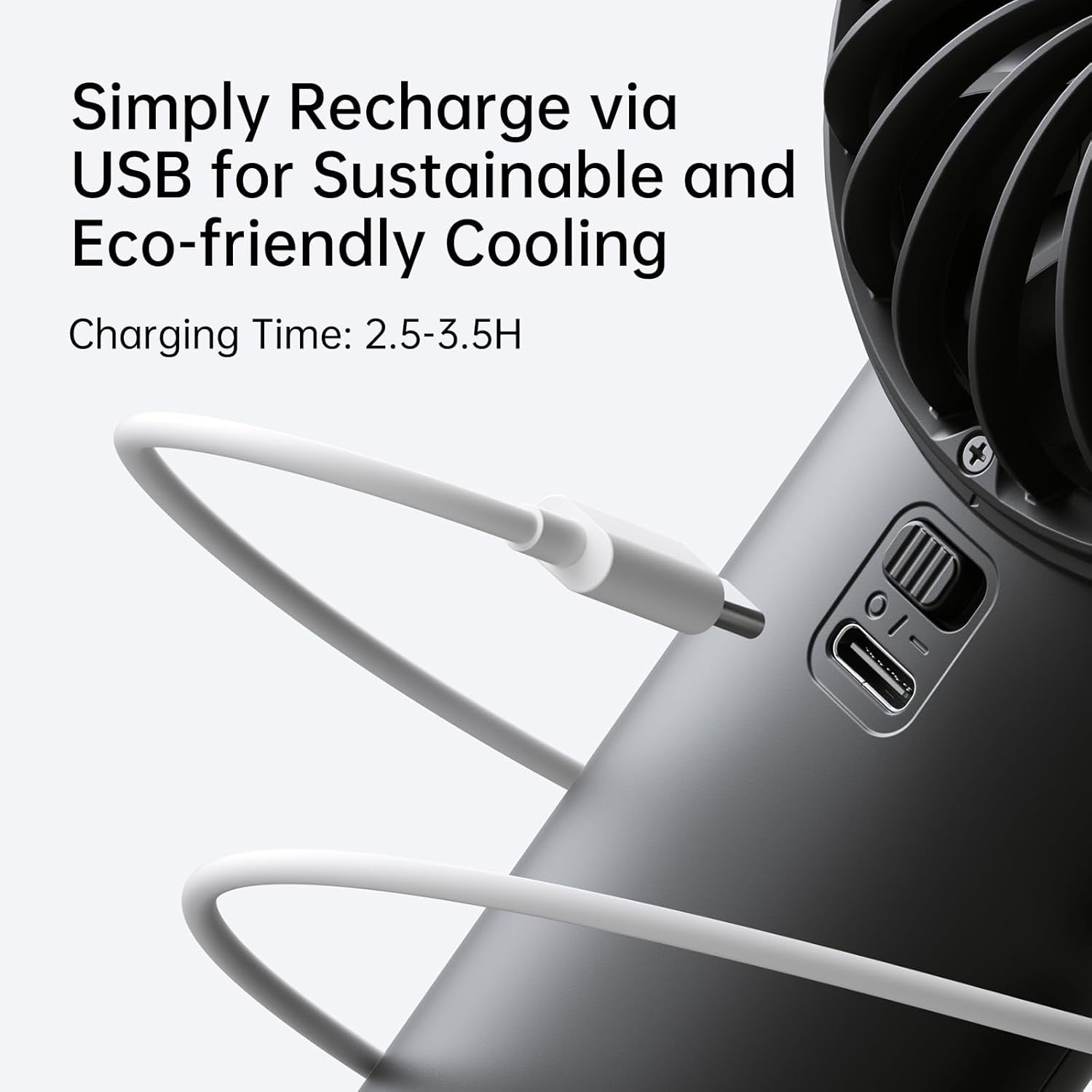 Portable Handheld Fan – USB Rechargeable Personal Fan with 3600mAh Battery, LED Display, 5 Speeds, Powerful Motor, Lanyard for Travel, Beach, Makeup and Outdoor Use