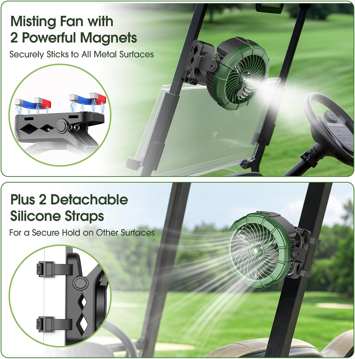 Misting Magnetic Fan – Rechargeable Portable Clip-On Fan with Cooling Mist