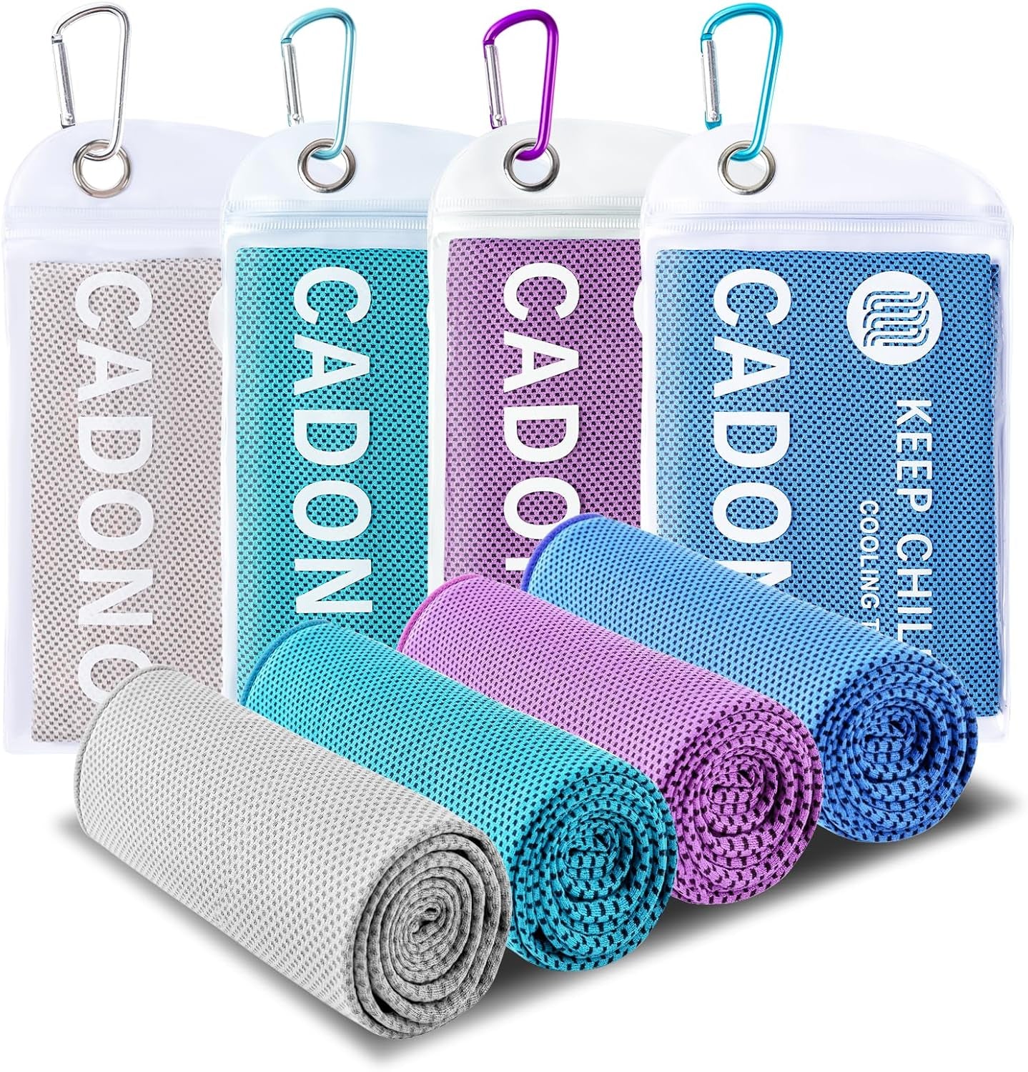 4 Pack Cooling Towels (40" x 12") – Microfiber Cooling Neck Wraps, Soft Breathable Ice Towels for Sports, Running, Gym, Yoga, Workout, Camping & Outdoor Activities
