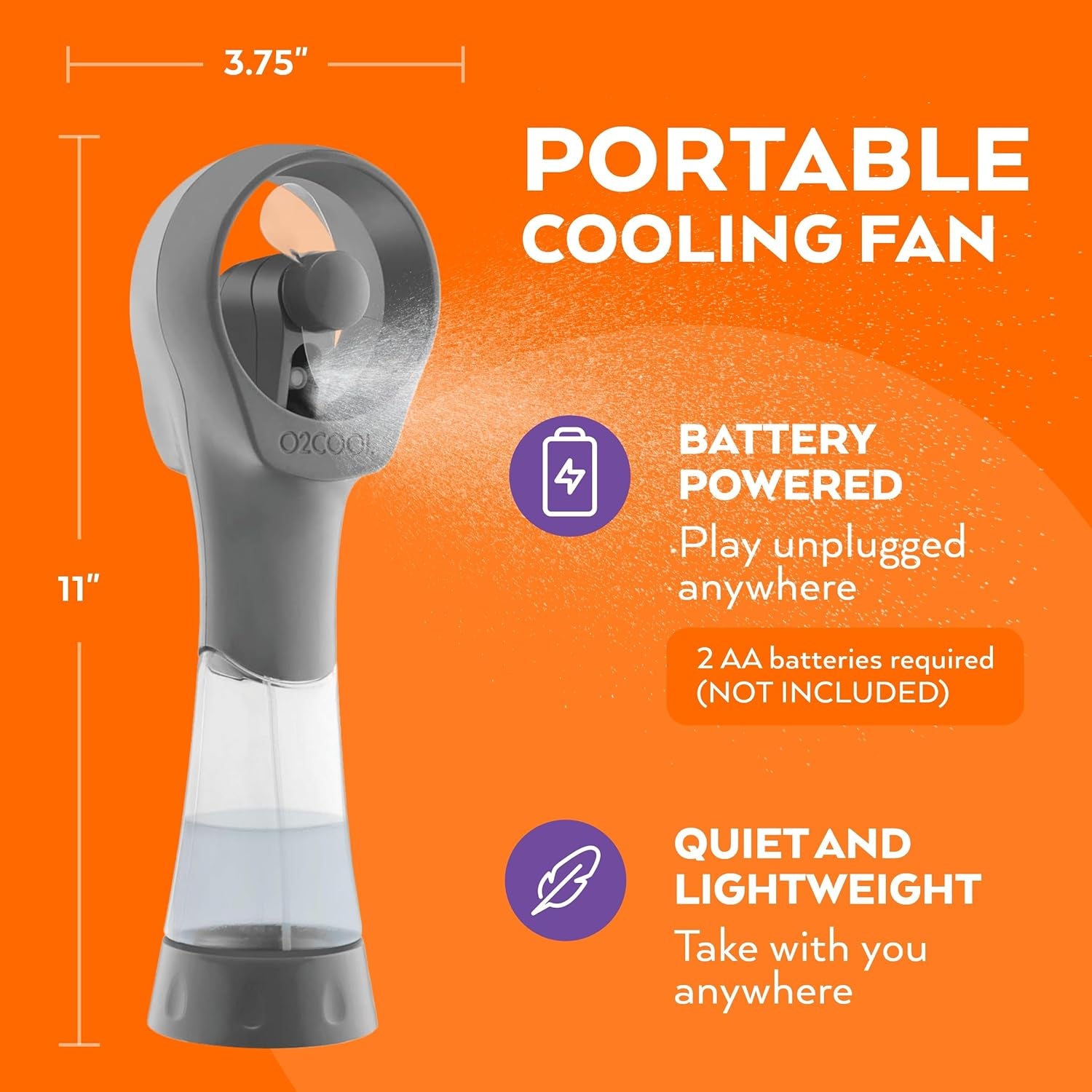 Elite Handheld Misting Fan – Battery Powered Personal Cooling Fan with Water Mist Spray