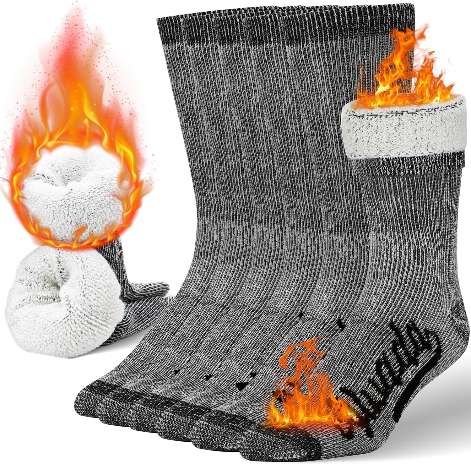 3-Pack Merino Wool Crew Socks for Men – Thermal Warm Hiking and Work Socks