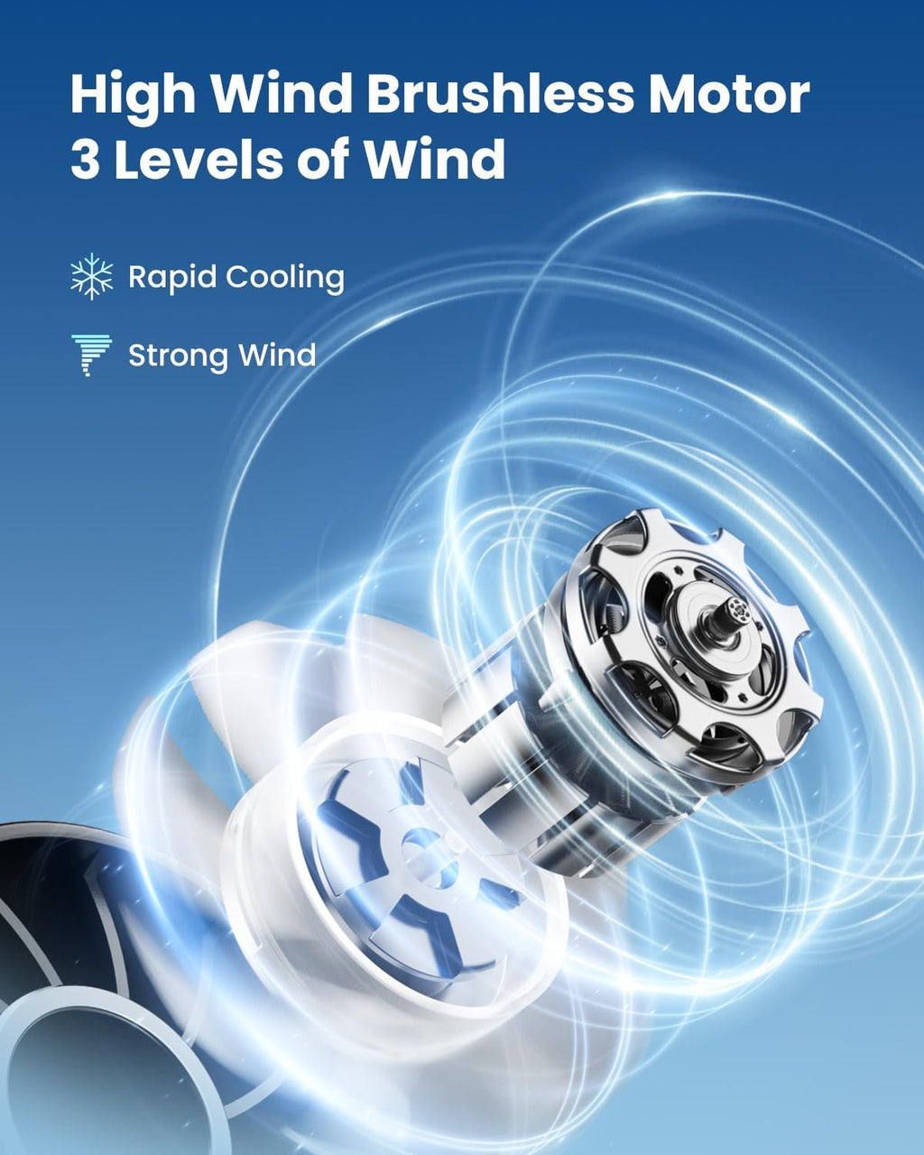 Portable Mini Fan, 3 Speeds, Rechargeable, Power Display & Flashlight – Lightweight Handheld Fan