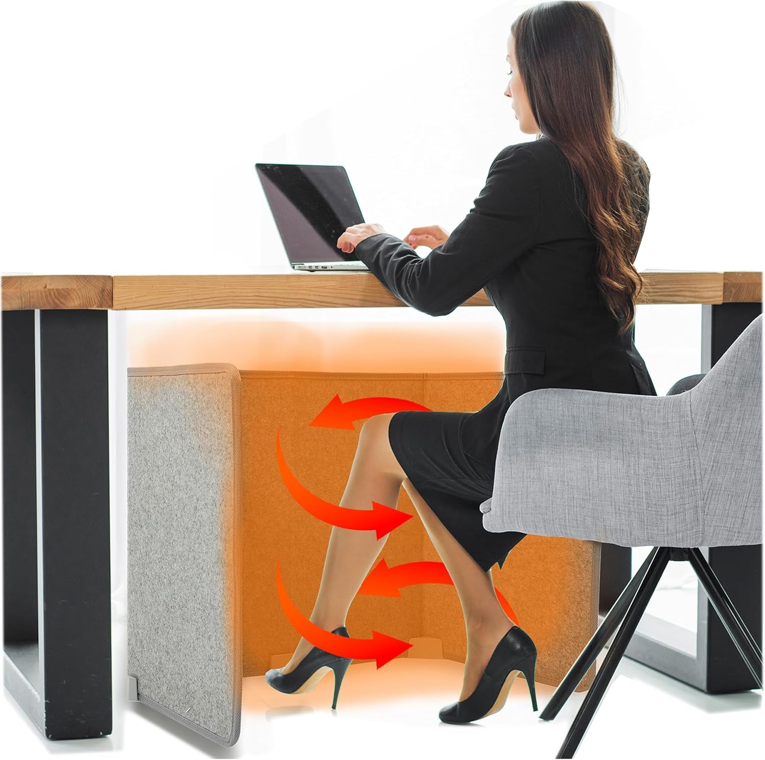 Under Desk Heater – Silent, Energy-Efficient Personal Heater for Legs & Feet, Office & Home, with Thermostat and Timer