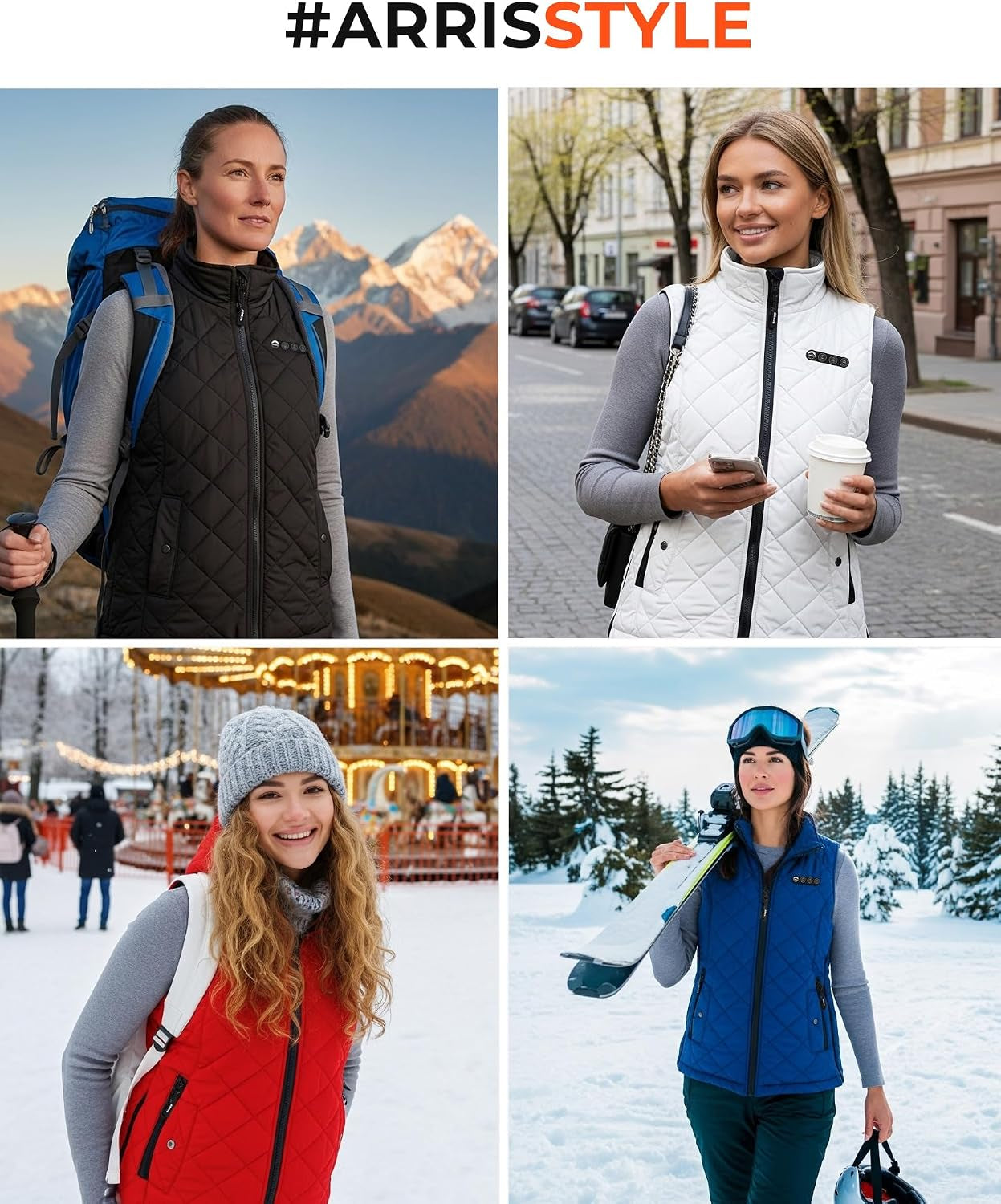 Women's Adjustable Heated Vest – Rechargeable Heated Vest with 7.4V Battery Pack