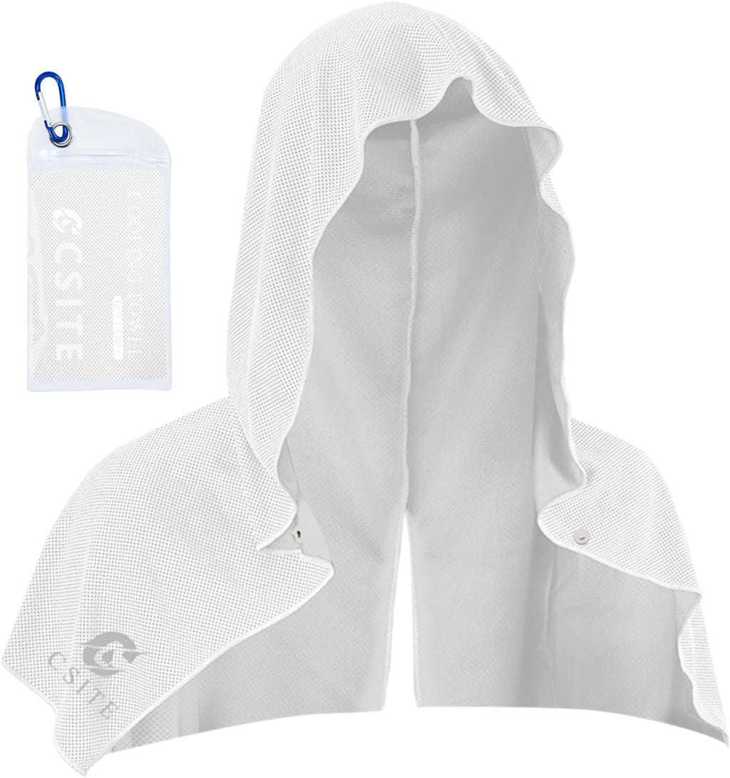 UPF 50 Cooling Hoodie Towel – Instant Cooling Neck & Face Towel for Sports, Gym, and Outdoor Activities