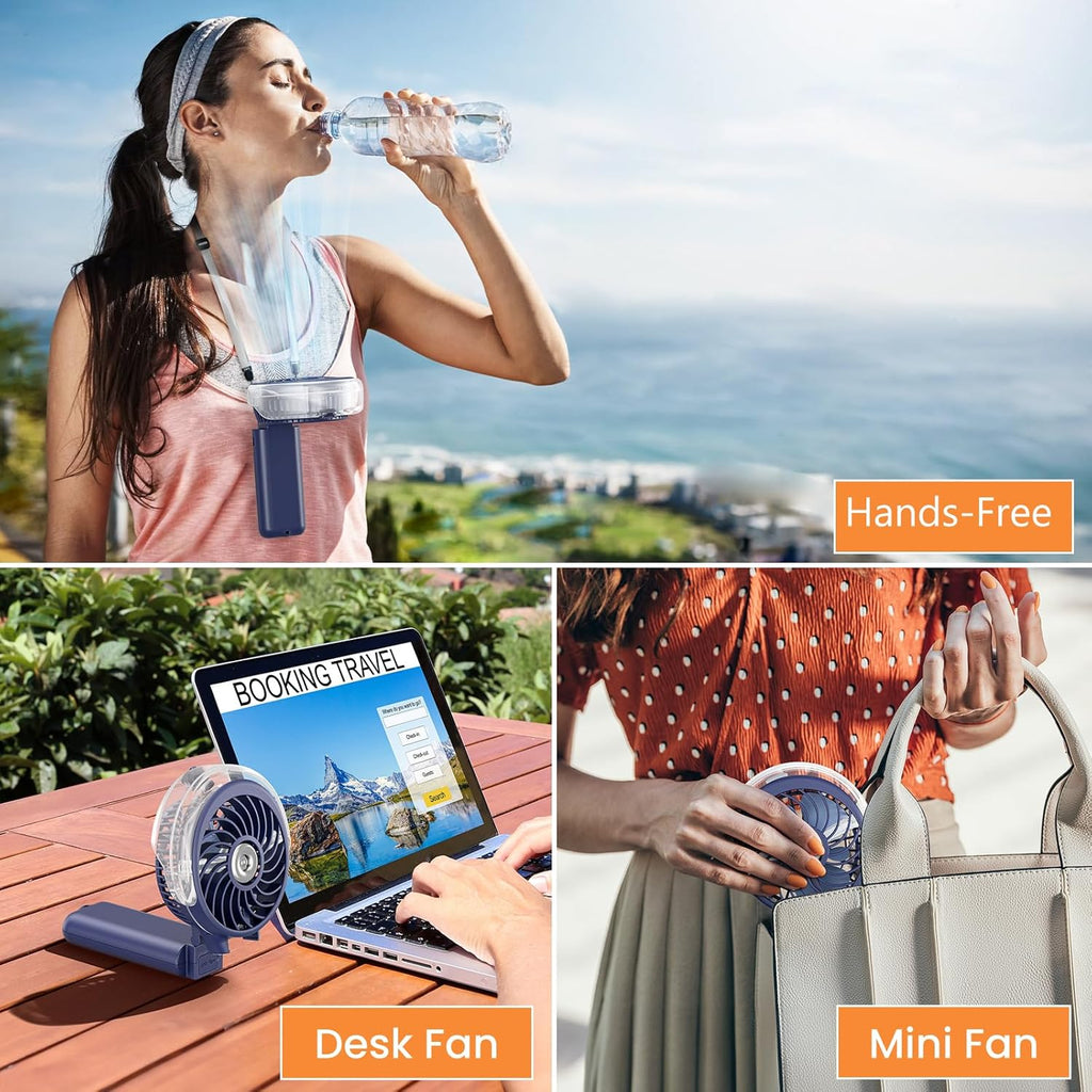 5200mAh Handheld Misting Fan – Portable Rechargeable Cooling Fan with Water Mist Spray