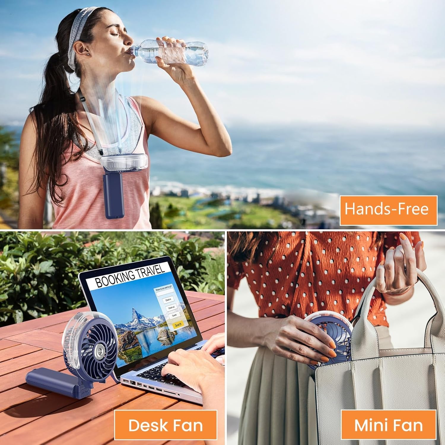 5200mAh Handheld Misting Fan – Portable Rechargeable Cooling Fan with Water Mist Spray
