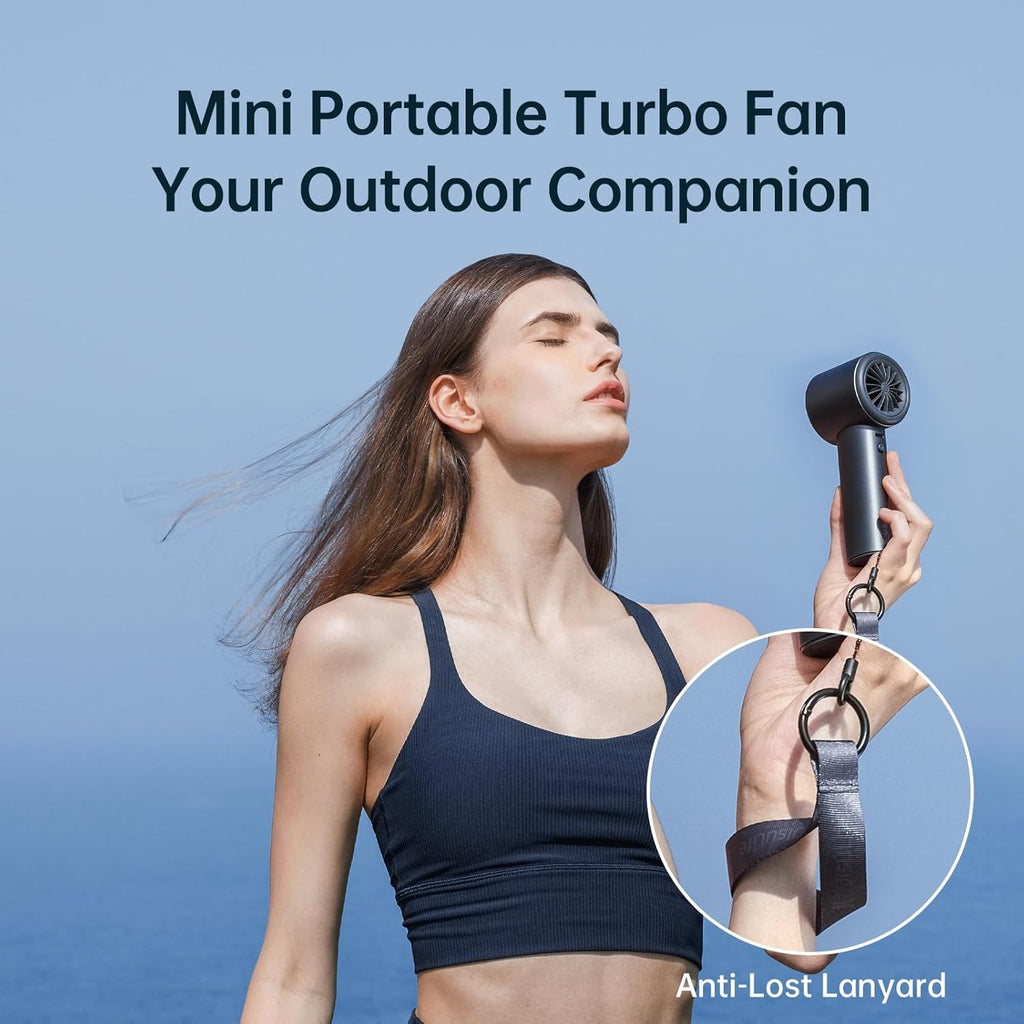 Portable Handheld Fan with 100 Speeds, Turbo Cooling, 3600mAh Rechargeable Battery, Digital Display, Mini Personal Fan for Travel & Outdoor Use