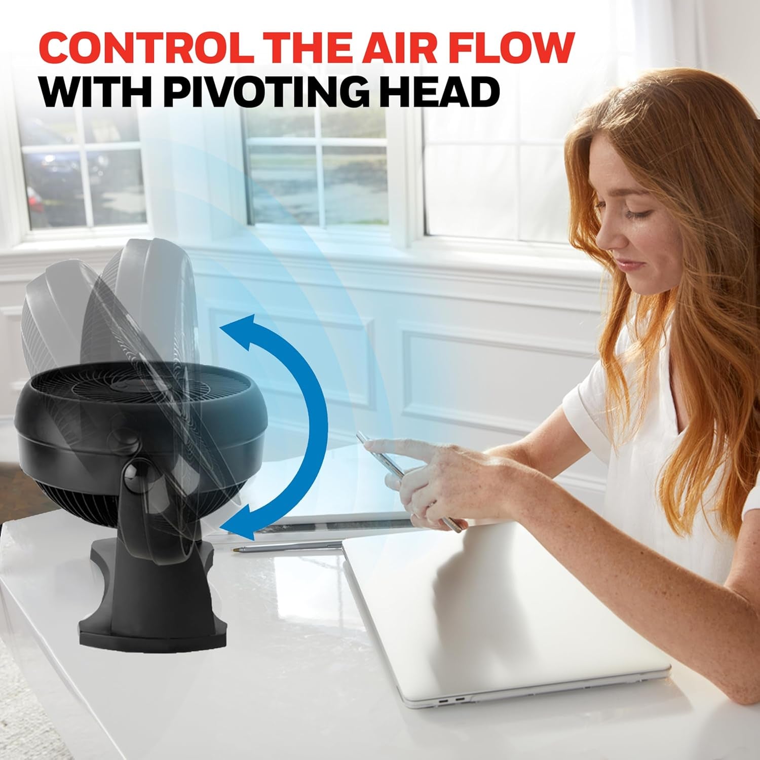 TurboForce Air Circulator Fan – Compact Tabletop Fan with 3 Speed Settings, 90° Pivoting Head, Quiet Personal Fan