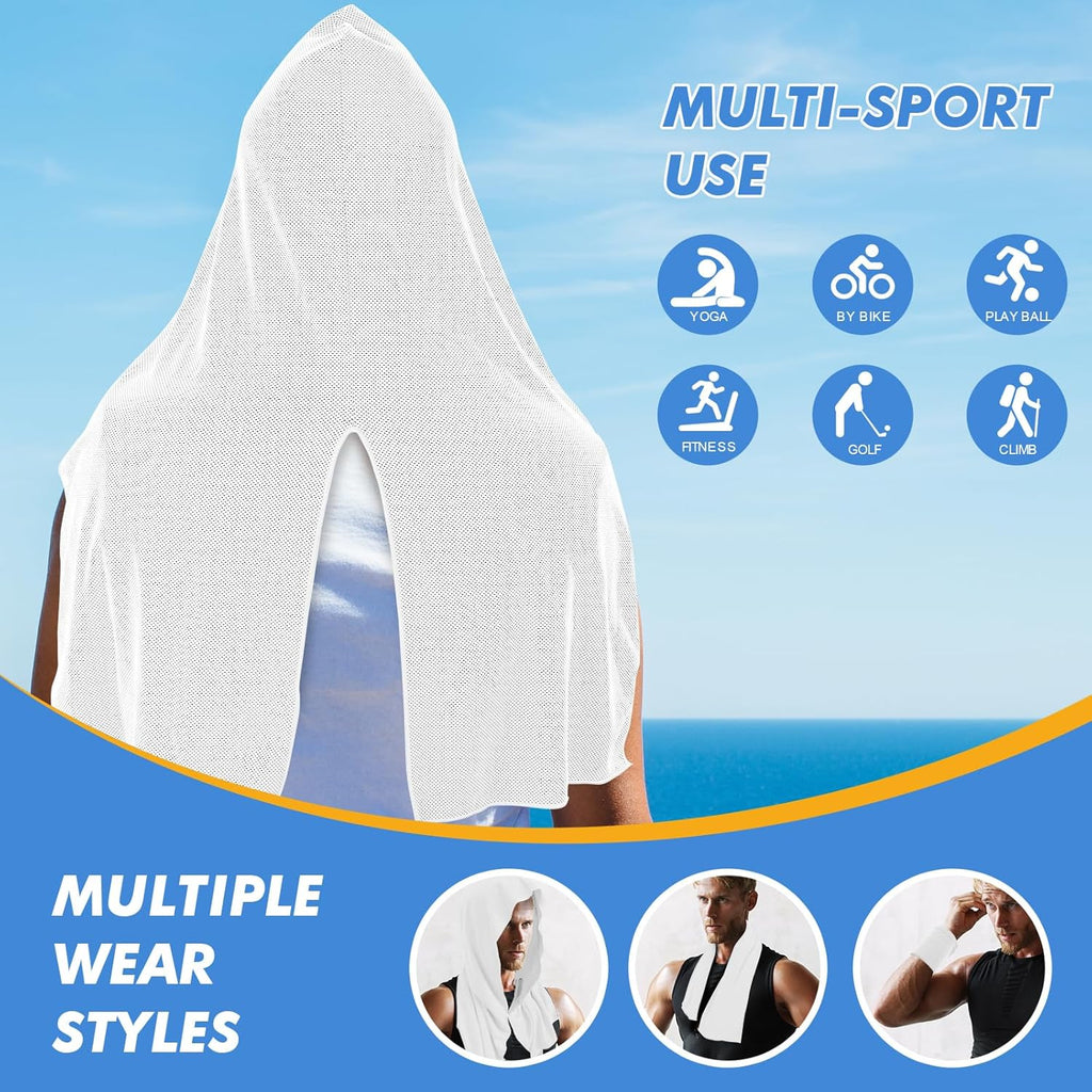 UPF 50 Cooling Hoodie Towel – Instant Cooling Neck & Face Towel for Sports, Gym, and Outdoor Activities