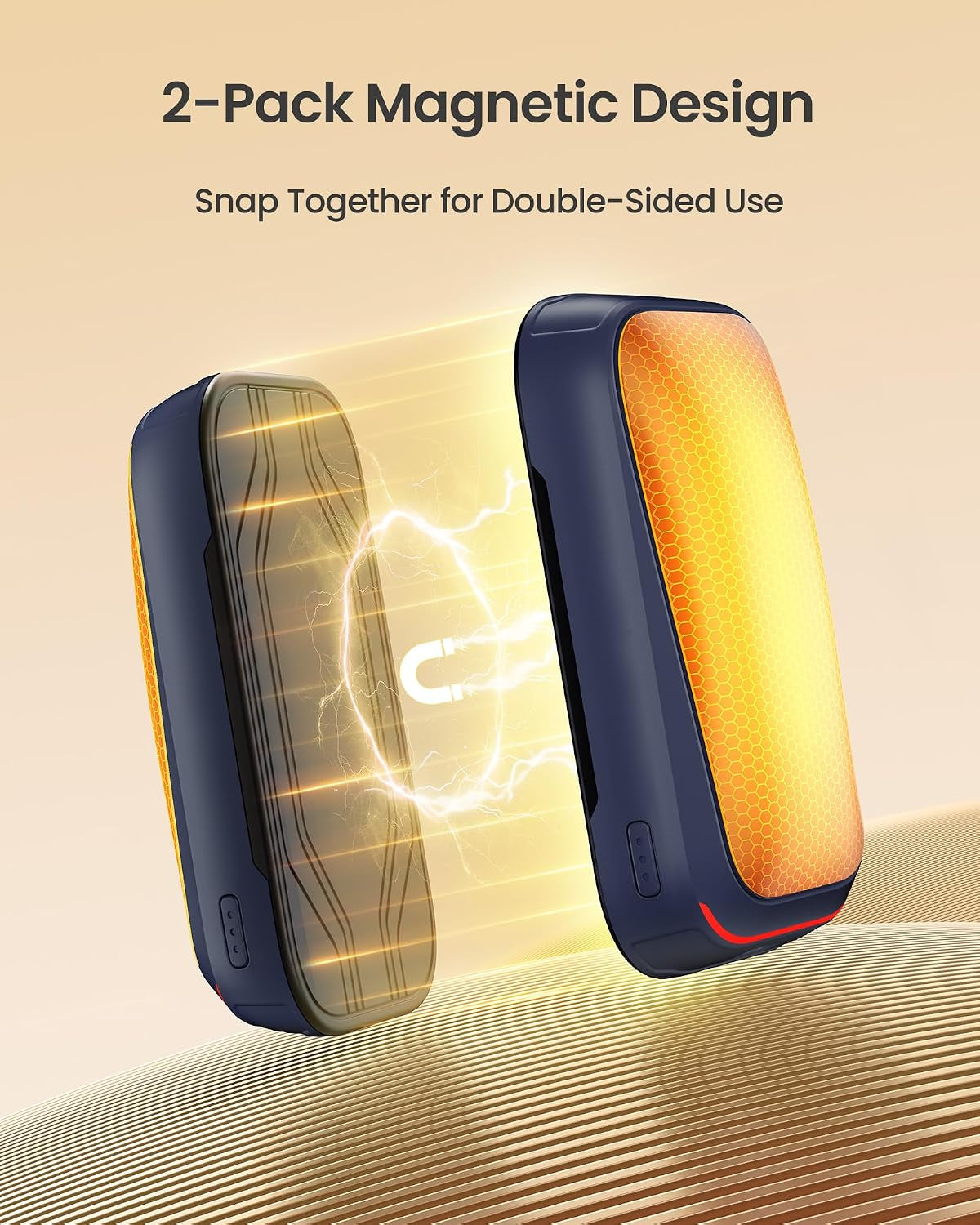 Rechargeable Electric Hand Warmers – 2-Pack Magnetic Pocket Hand Warmers with 3 Heat Levels