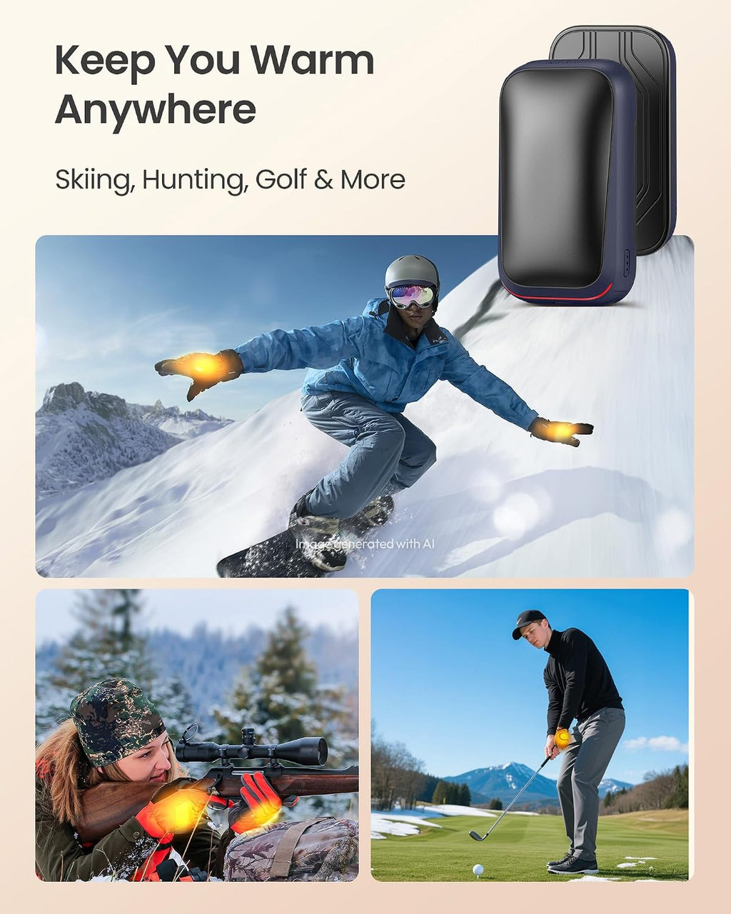 Rechargeable Electric Hand Warmers – 2-Pack Magnetic Pocket Hand Warmers with 3 Heat Levels