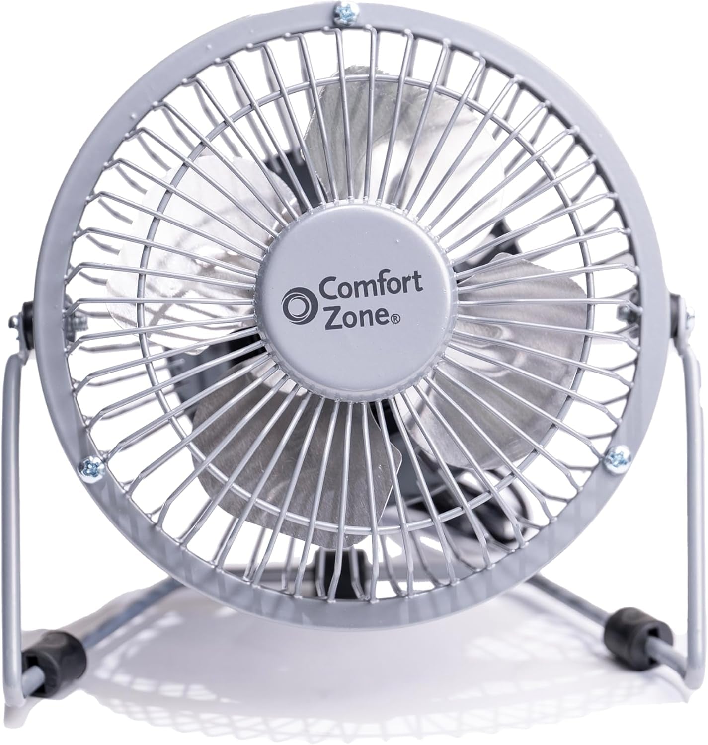 4-Inch All-Metal Mini Desk Fan – High Velocity USB Portable Table Fan with 120V Wall Adapter, 360° Adjustable Tilt