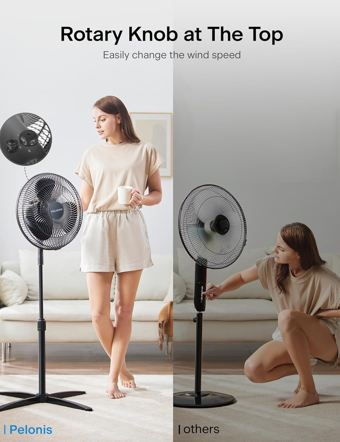 16-Inch Oscillating Pedestal Fan – Adjustable Height Standing Fan with 3 Speed Settings