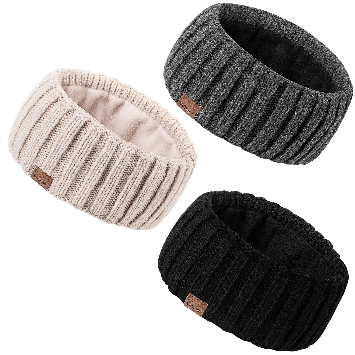 3-Pack Women's Winter Ear Warmer Headbands – Fleece-Lined Knit Ear Warmers