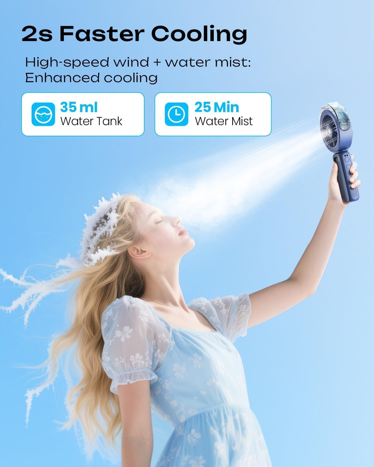 Portable Handheld Misting Fan – Rechargeable Personal Cooling Fan with Water Mist