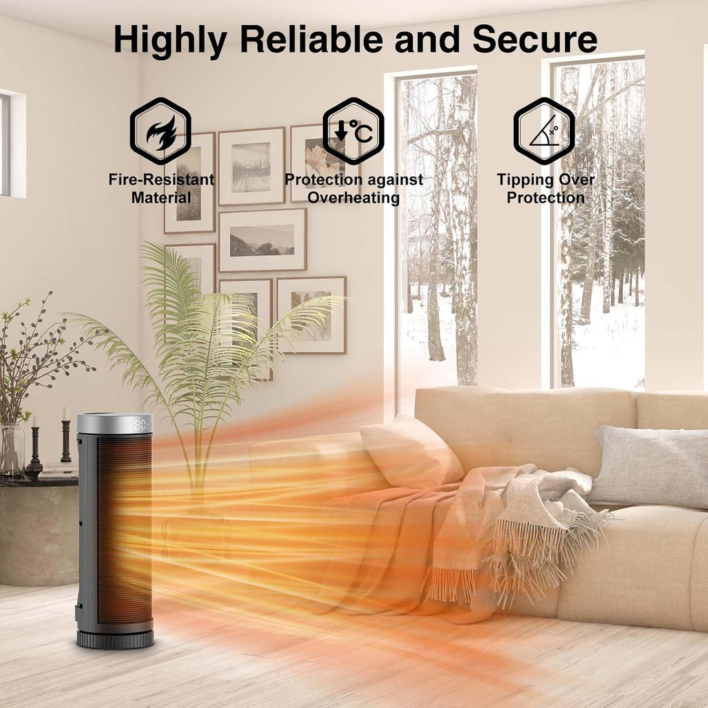 Portable Ceramic Fan Heater – Indoor Space Heater with Remote Control