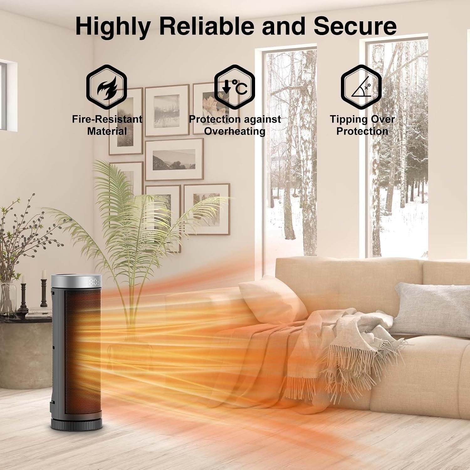 Portable Ceramic Fan Heater – Indoor Space Heater with Remote Control