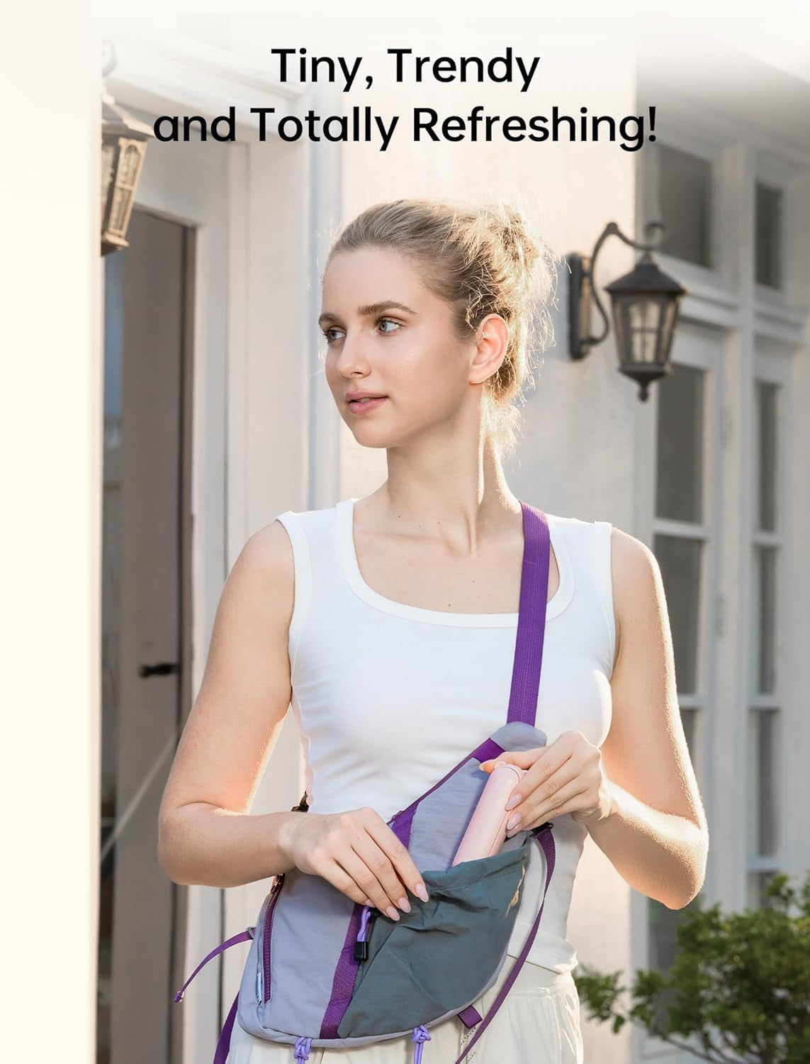 Handheld 3-in-1 Mini Fan – USB Rechargeable Portable Fan with Power Bank & Flashlight (Pink)