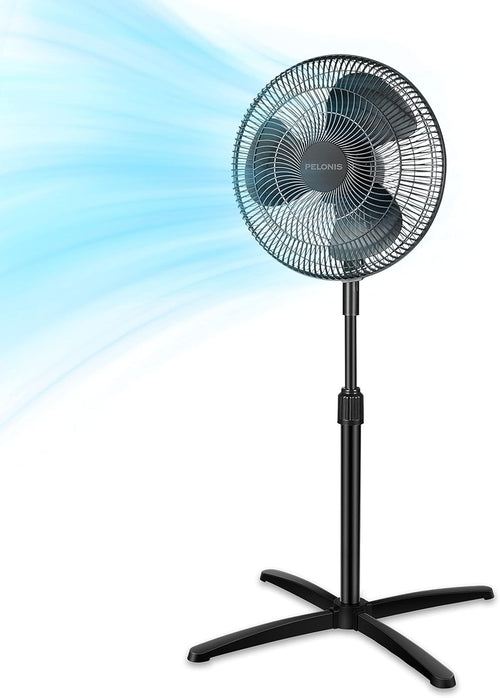 16-Inch Oscillating Pedestal Fan – Adjustable Height Standing Fan with 3 Speed Settings