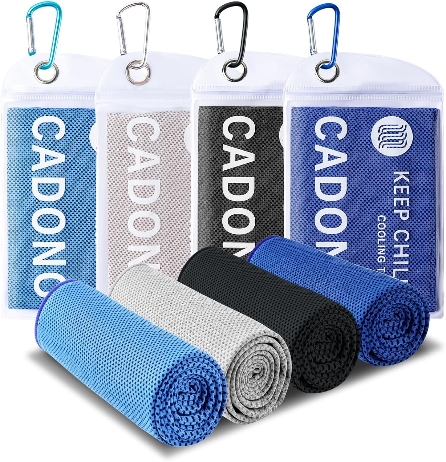 4 Pack Cooling Towels (40" x 12") – Microfiber Cooling Neck Wraps, Soft Breathable Ice Towels for Sports, Running, Gym, Yoga, Workout, Camping & Outdoor Activities